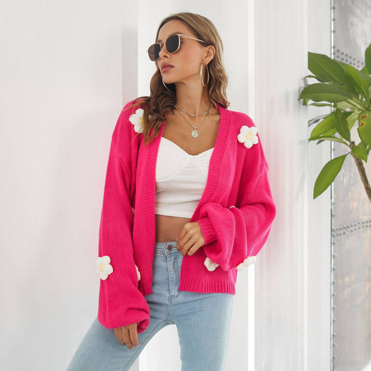 THREE-DIMENSIONAL EMBROIDERY KNITTED COAT