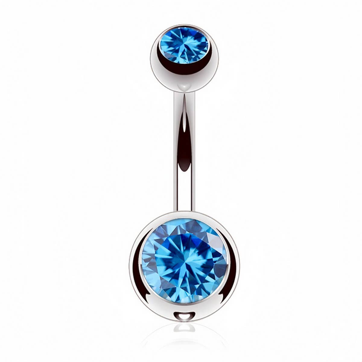 Double Gem Belly Button Ring ? Stainless Steel