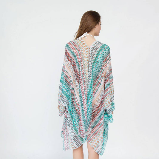 GEOMETRIC PRINTED KIMONOS,SUMMER CARDIGAN