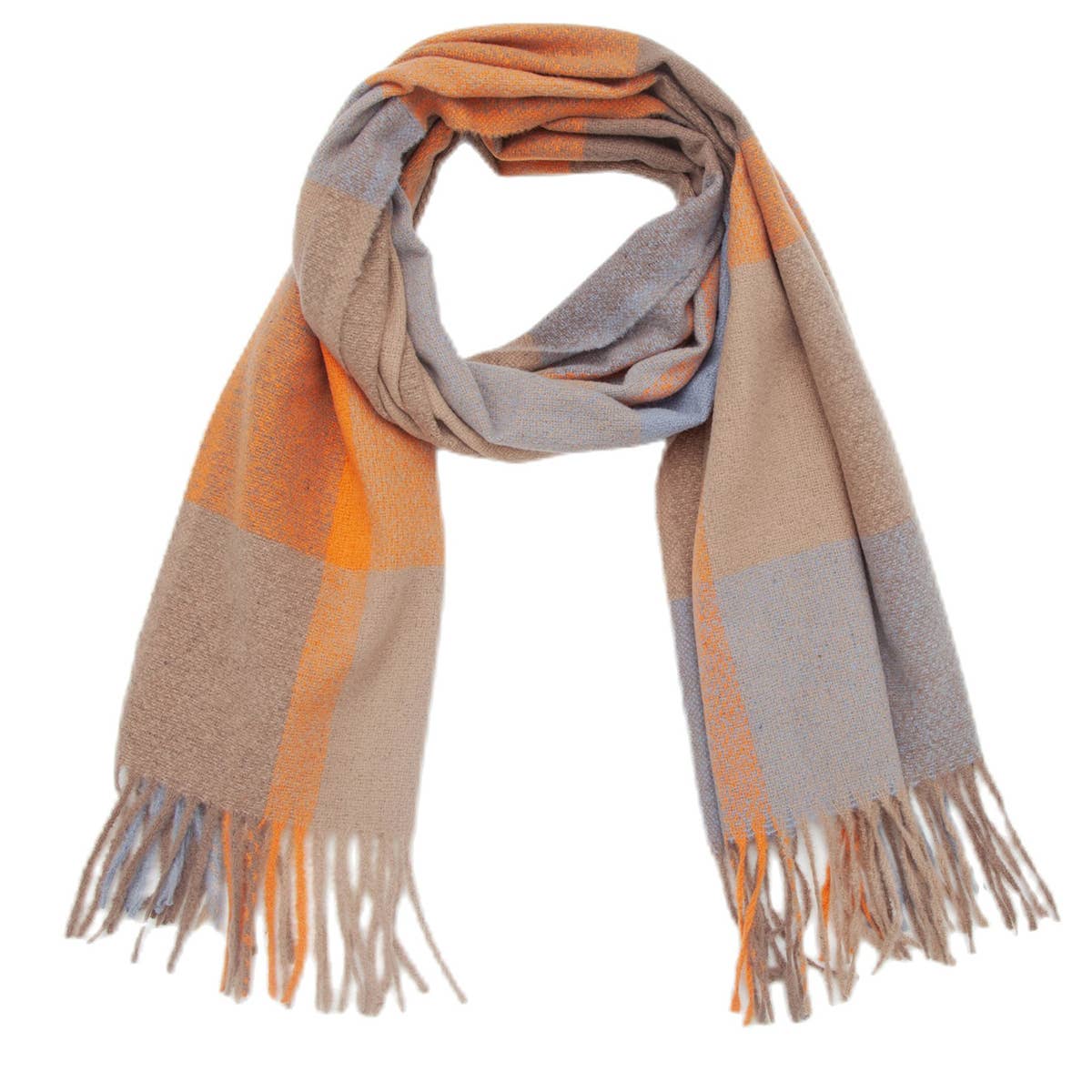 Rainbow Plaid Scarf - Thick Winter Tassel Wrap_CWASC0124