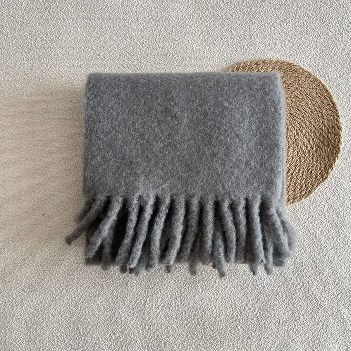 Soft Merino Wool Solid Scarf ??White Winter Wrap_CWASC2294