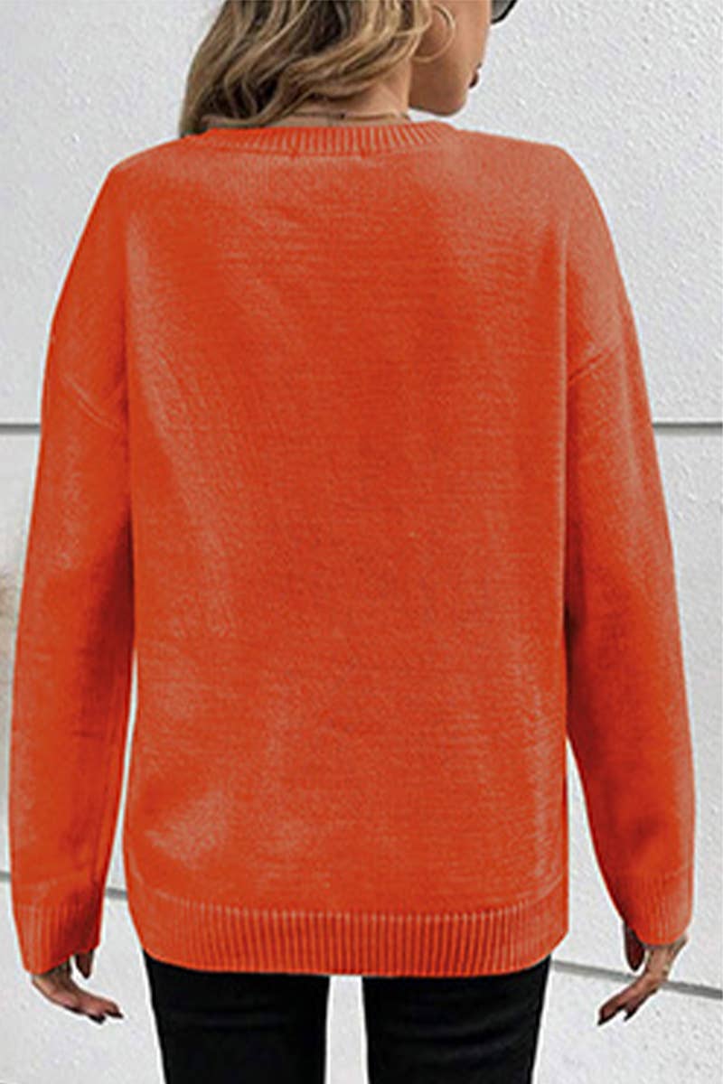 ROUND NECK THREAD CASUAL LETTER-PRINTED SWEATER