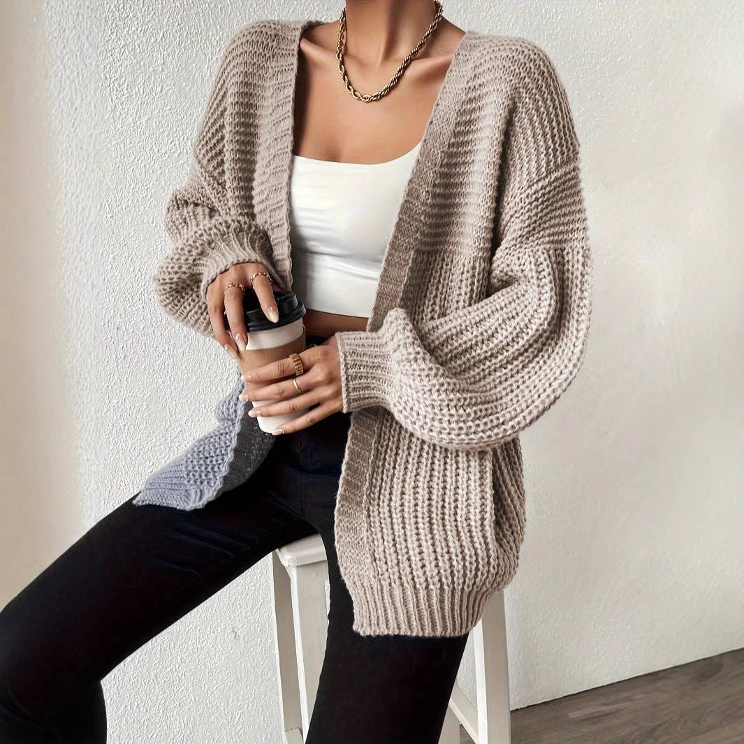 Solid-colored laid-back simple loose cardigan