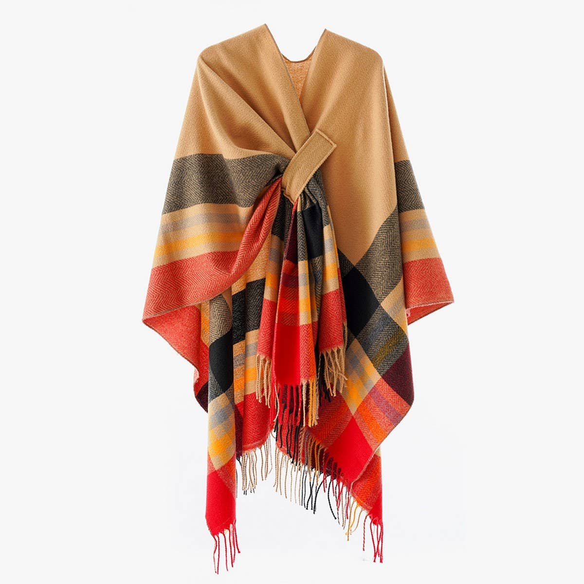 NEW KNITTED TASSEL DOUBLE-SIDED PLAID SHAWL