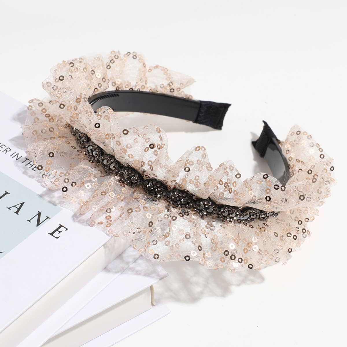 FASHIONABLE RUFFLE SEQUINED HEADBAND