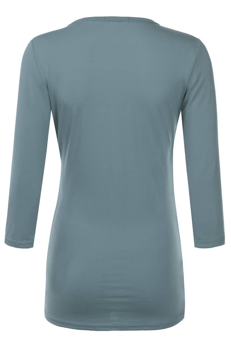 Cwttl1403_3/4 Sleeve Tank Tops Deep V-Neck Surplice Wrap