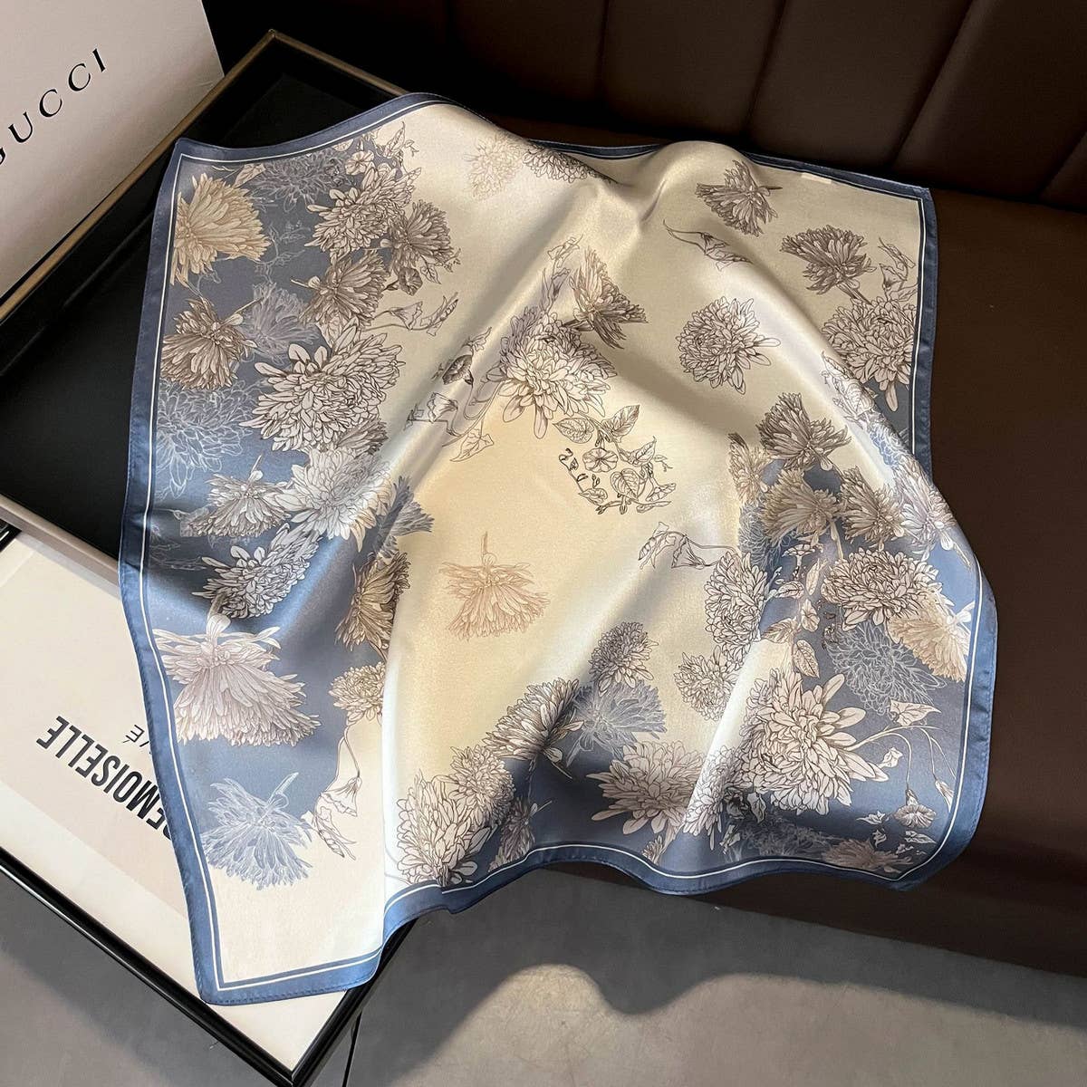 100% Mulberry Silk Square Scarf for Hair & Neck_CWASC0564