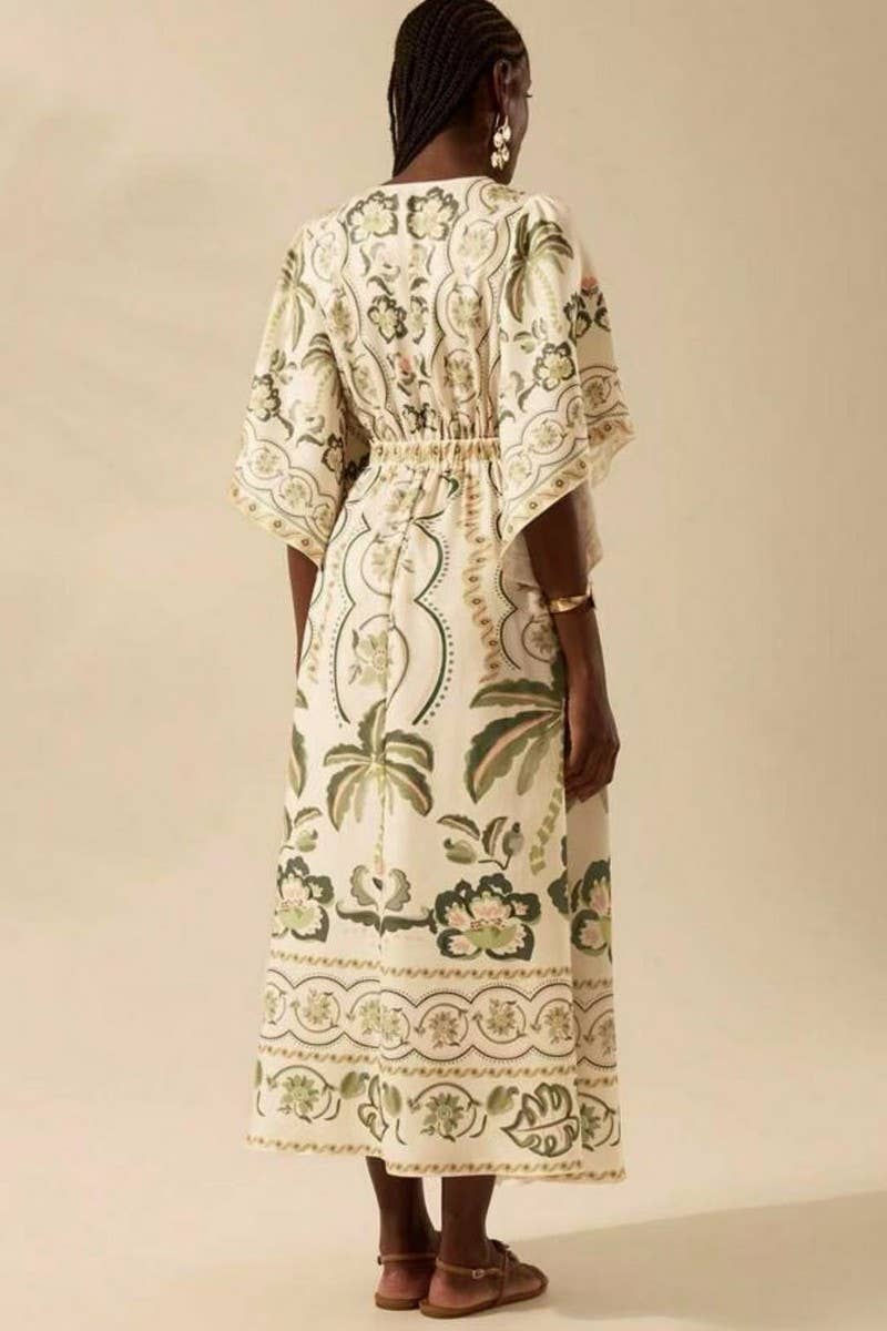 CWDMD5834_V-NECK LOOSE FLORAL FLOWY MAXI DRESS