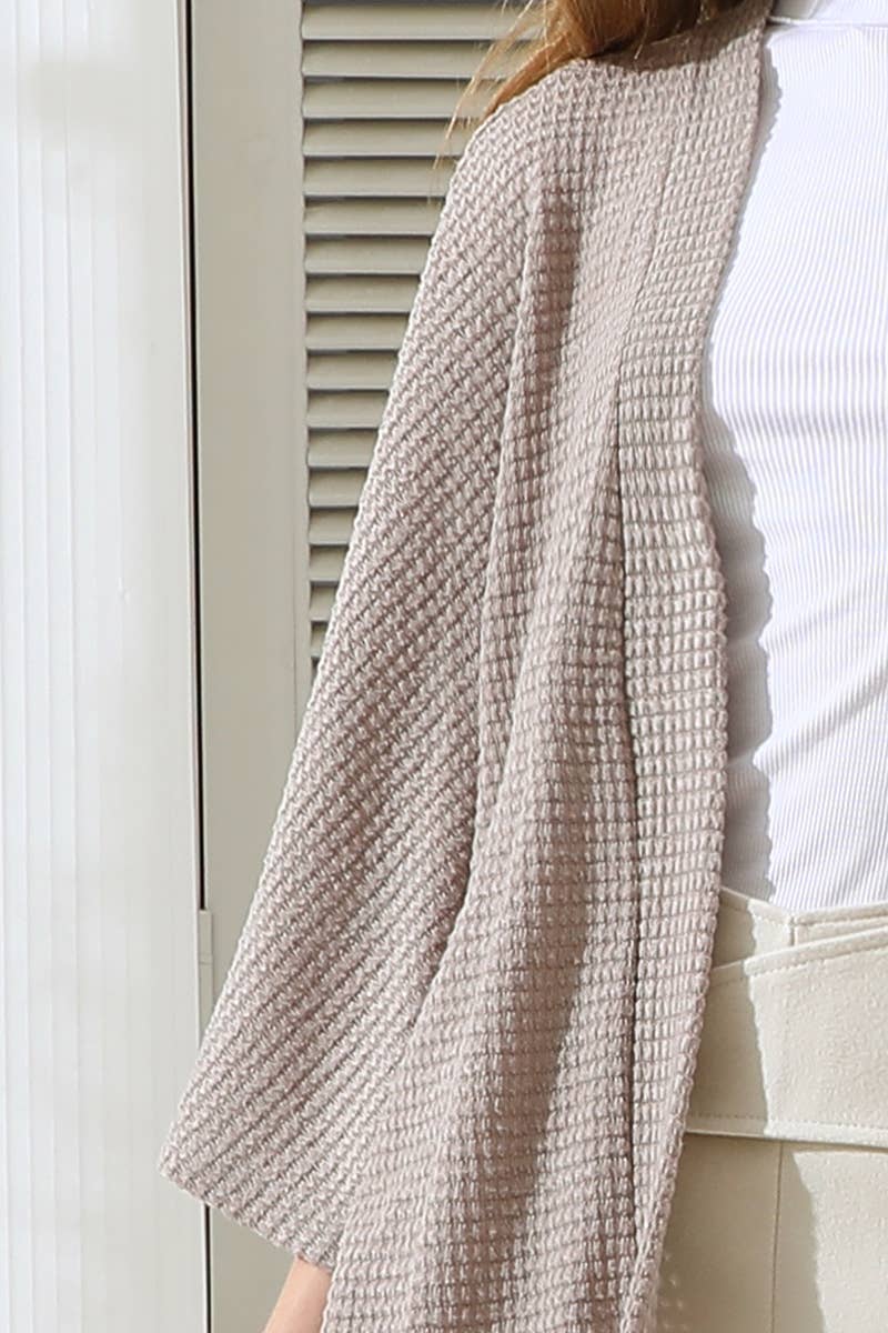 CWOCAL540-P_BATWING SLEEVE WAFFLE SWEATER KNIT CARDIGAN