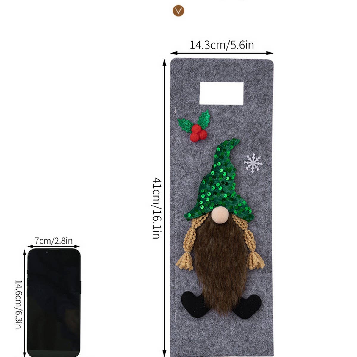 CWMM10294_CHRISTMAS REINDEER GNOME WINE BOTTLE COVER