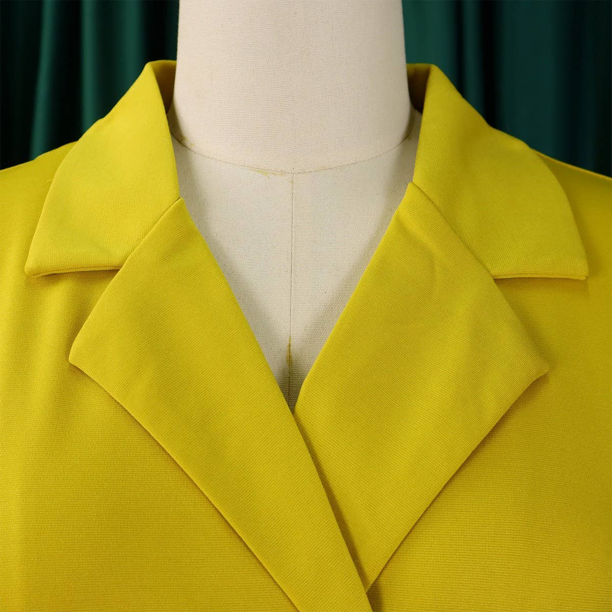 SOLID COLOR SUIT COLLAR HIGH WAIST DRESS_CWDSD6065