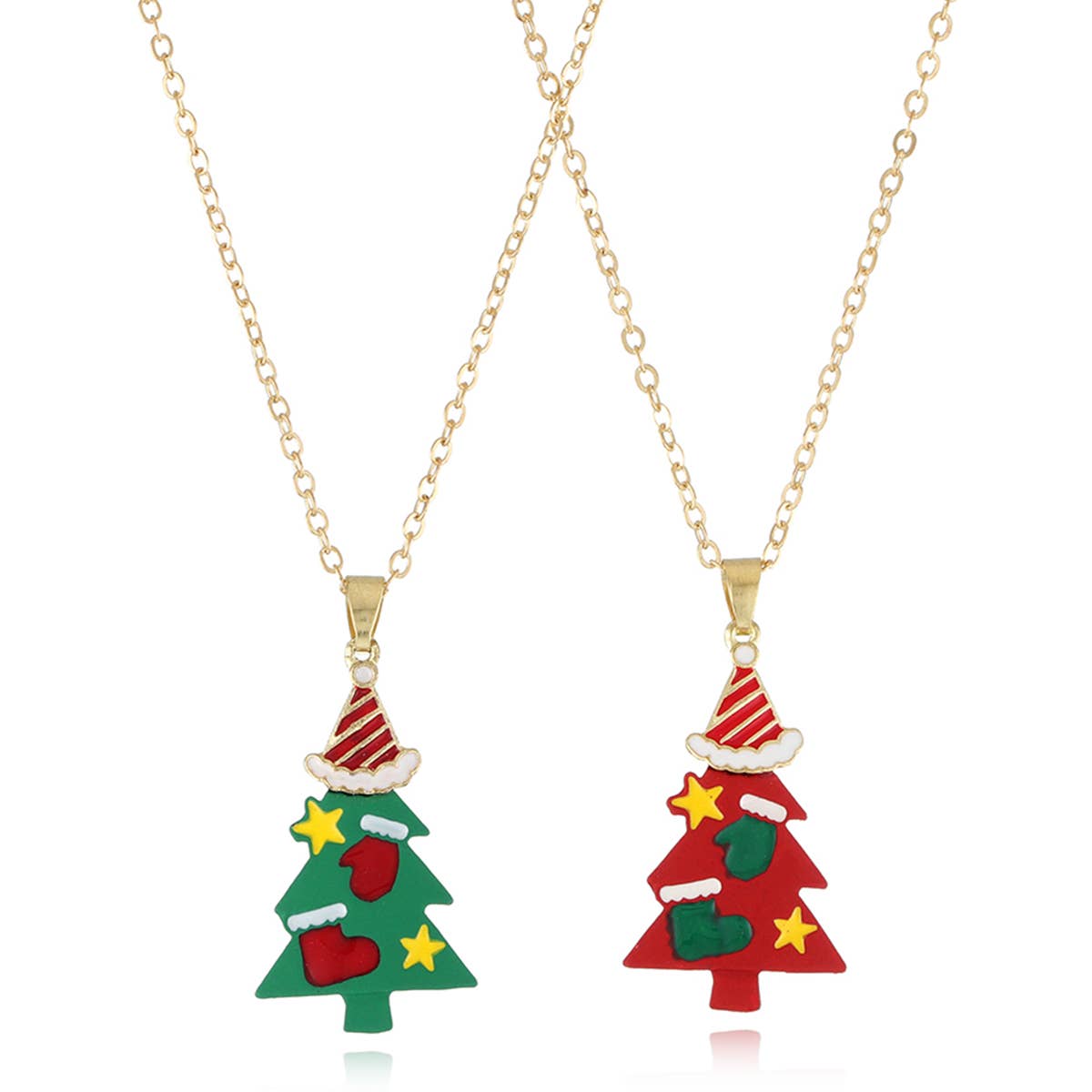 CHRISTMAS SNOWMAN CHRISTMAS TREE NECKLACE SET
