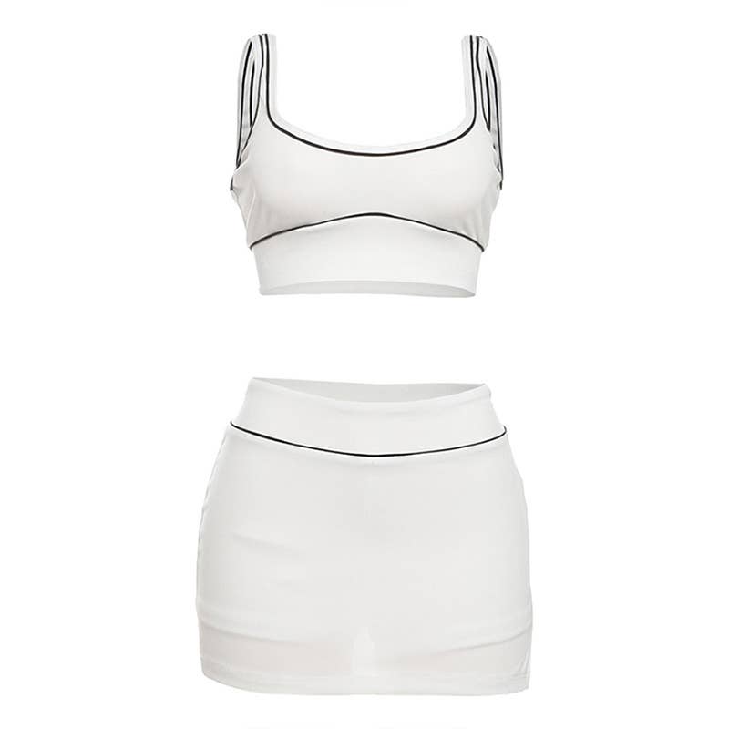 Sexy Crop Tank and Bodycon Skirt Sports Set