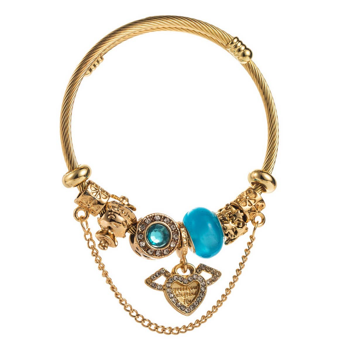 Stylish Stainless Steel Beaded Heart Bracelet_CWMM8481