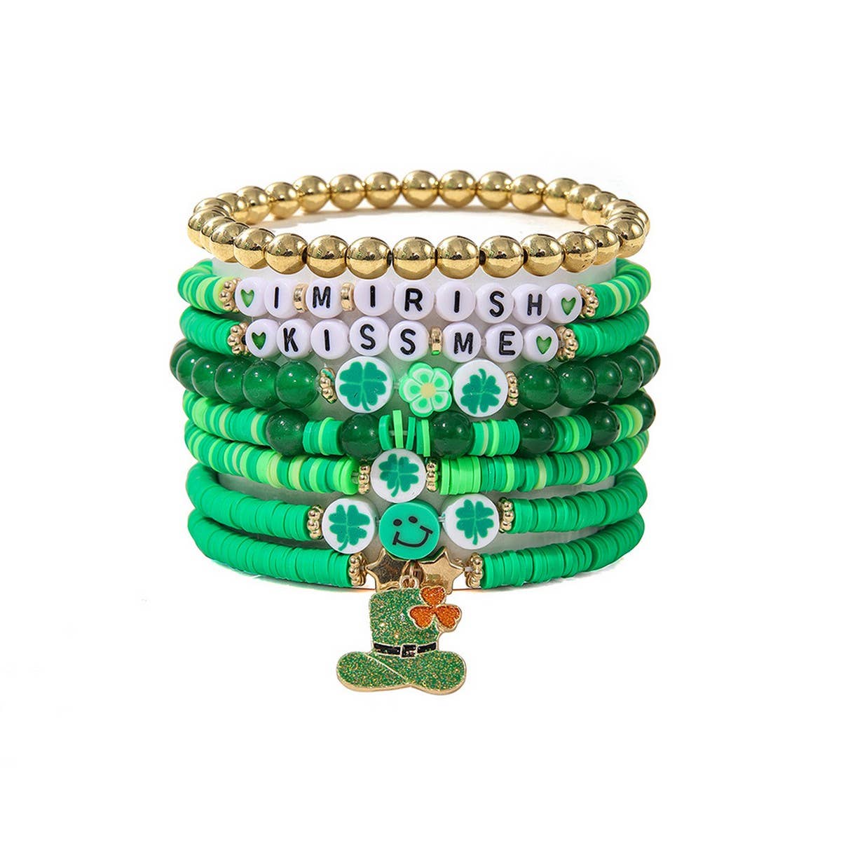 ST. PATRICK'S DAY FOUR LEAF CLOVER HAT BRACELET_CWMM3500