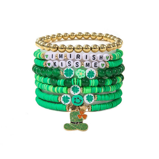 ST. PATRICK'S DAY FOUR LEAF CLOVER HAT BRACELET_CWMM3500