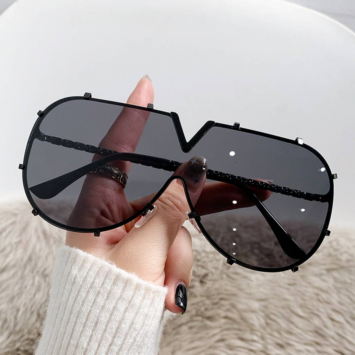 METAL FRAME ONE-PIECE LENSES SUNGLASSES