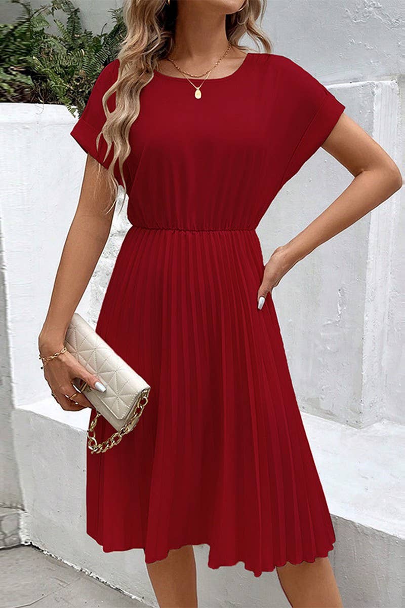 CWDMD5375_SOLID COLOR LOOSE FIT A-LINE DRESS