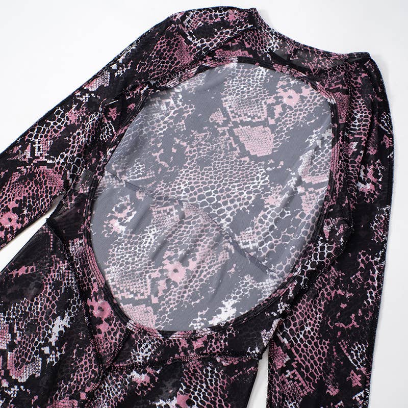 Mesh Backless High Waist Jumpsuit