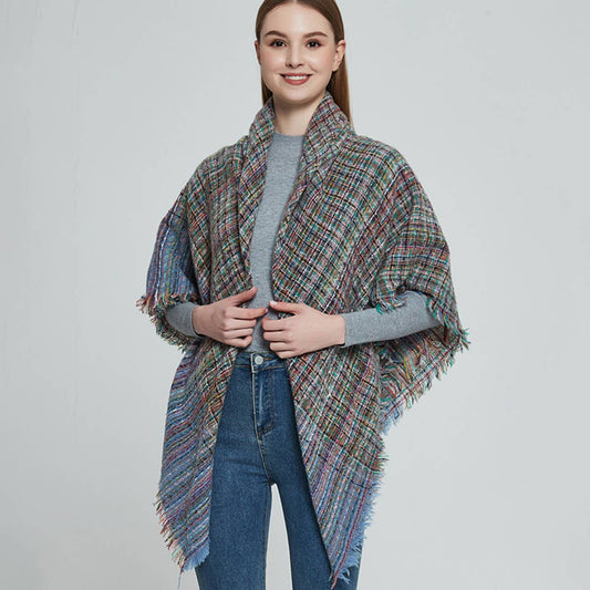 Plaid Circle Scarf - Fall/Winter Woven Wrap_CWASC0156