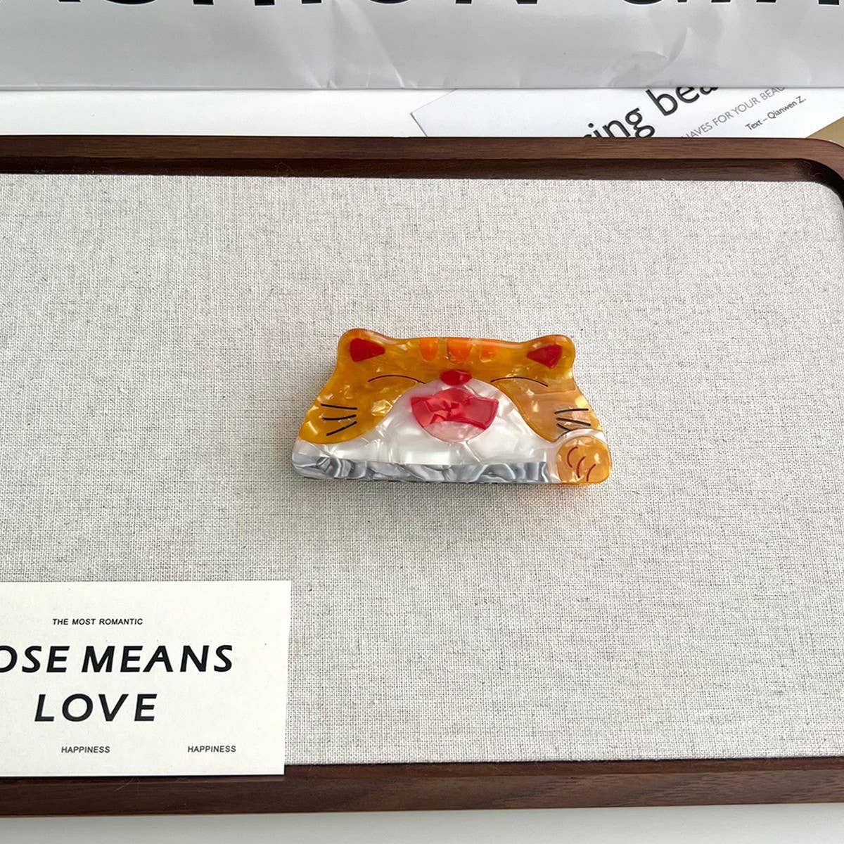 Cute Cartoon Cat Acetate Hair Clip with Bunny