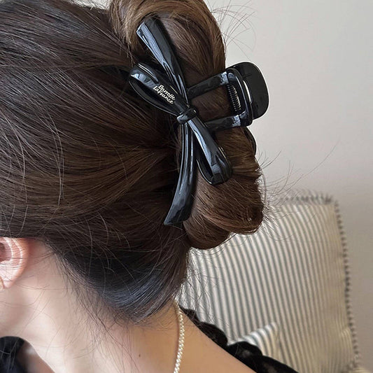 Large Bow Hair Claw - Elegant Ribbon Shark Clip