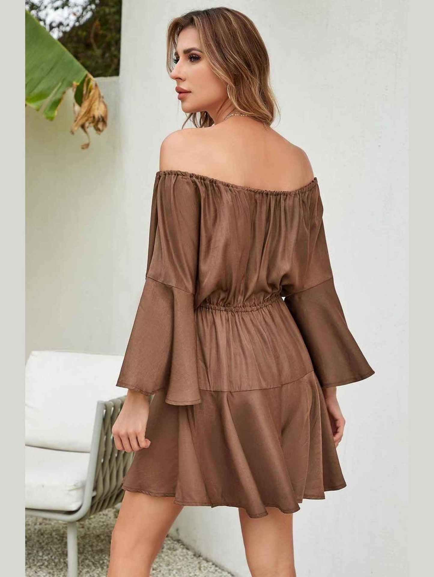 A LINE NECK DRAWSTRING FLARED SLEEVE JUMPSUIT_CWSJS0530