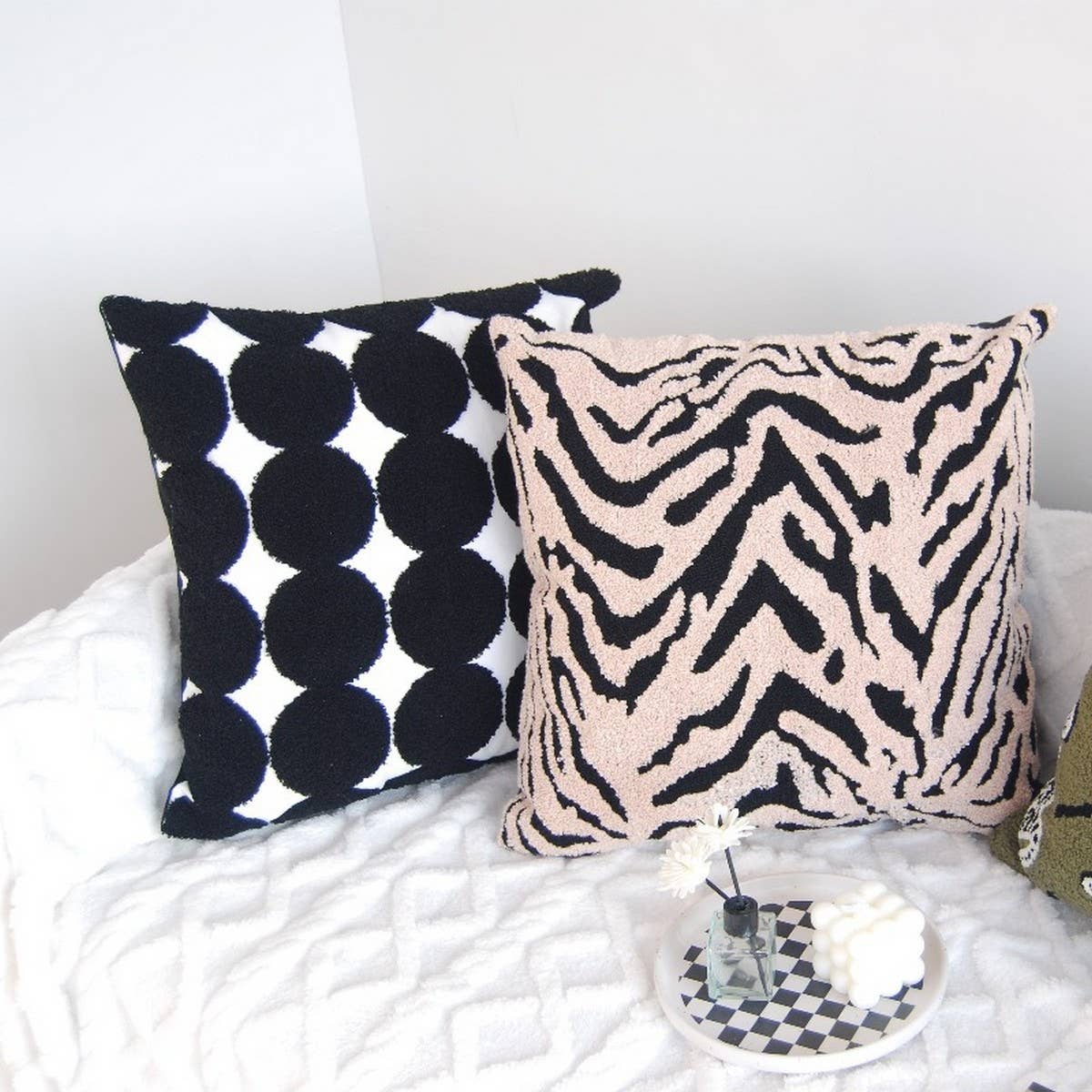 Tiger Zebra Embroidered Sofa Bed Pillow Cover