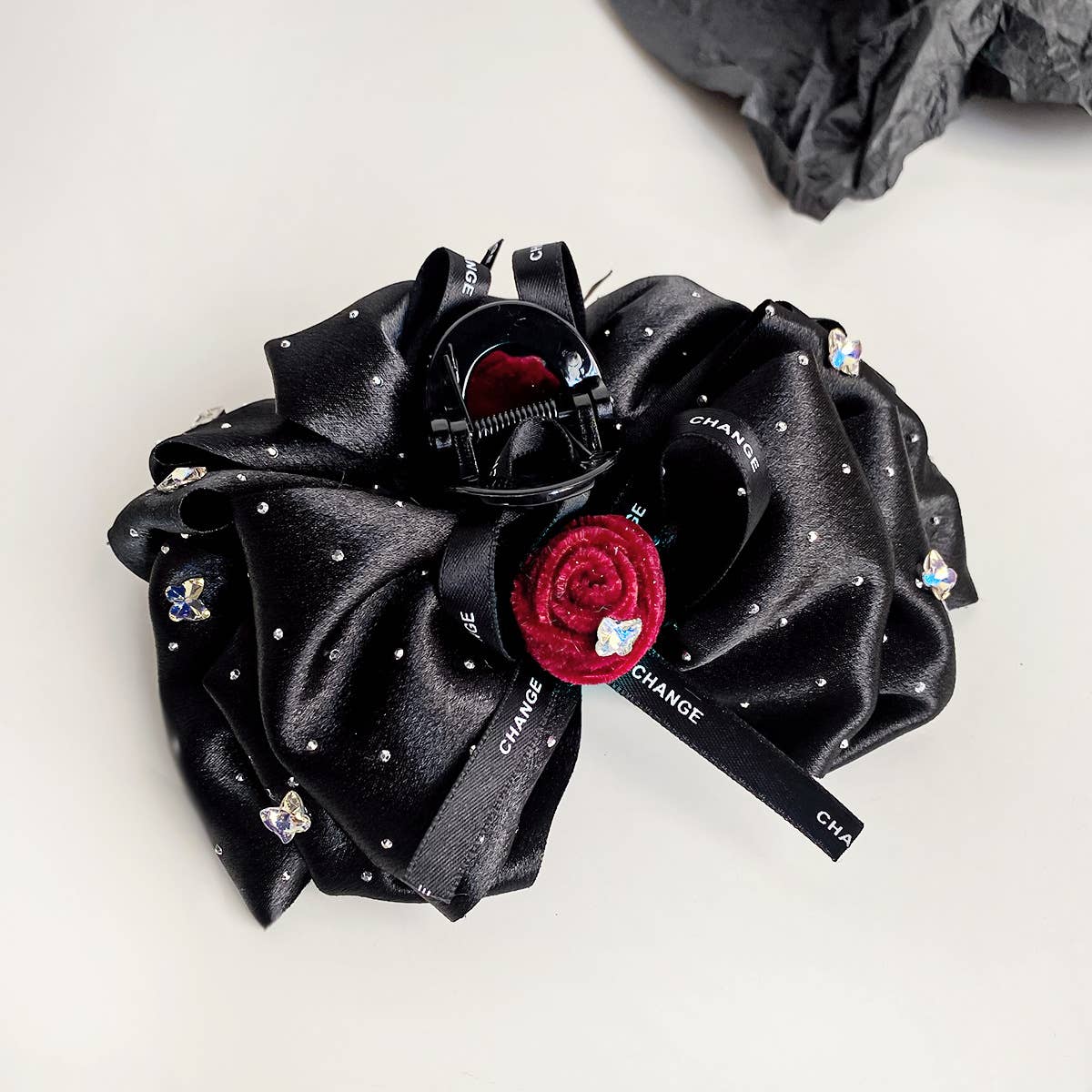 High-end diamond-encrusted feather hair clips