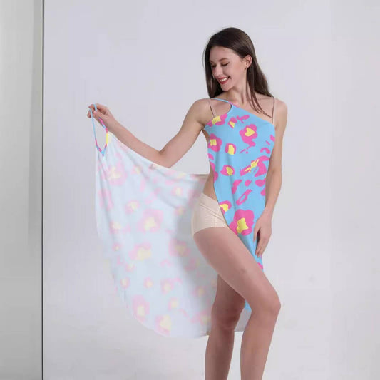 Multi-Color Print Sling Dress,Island Vacation Wear