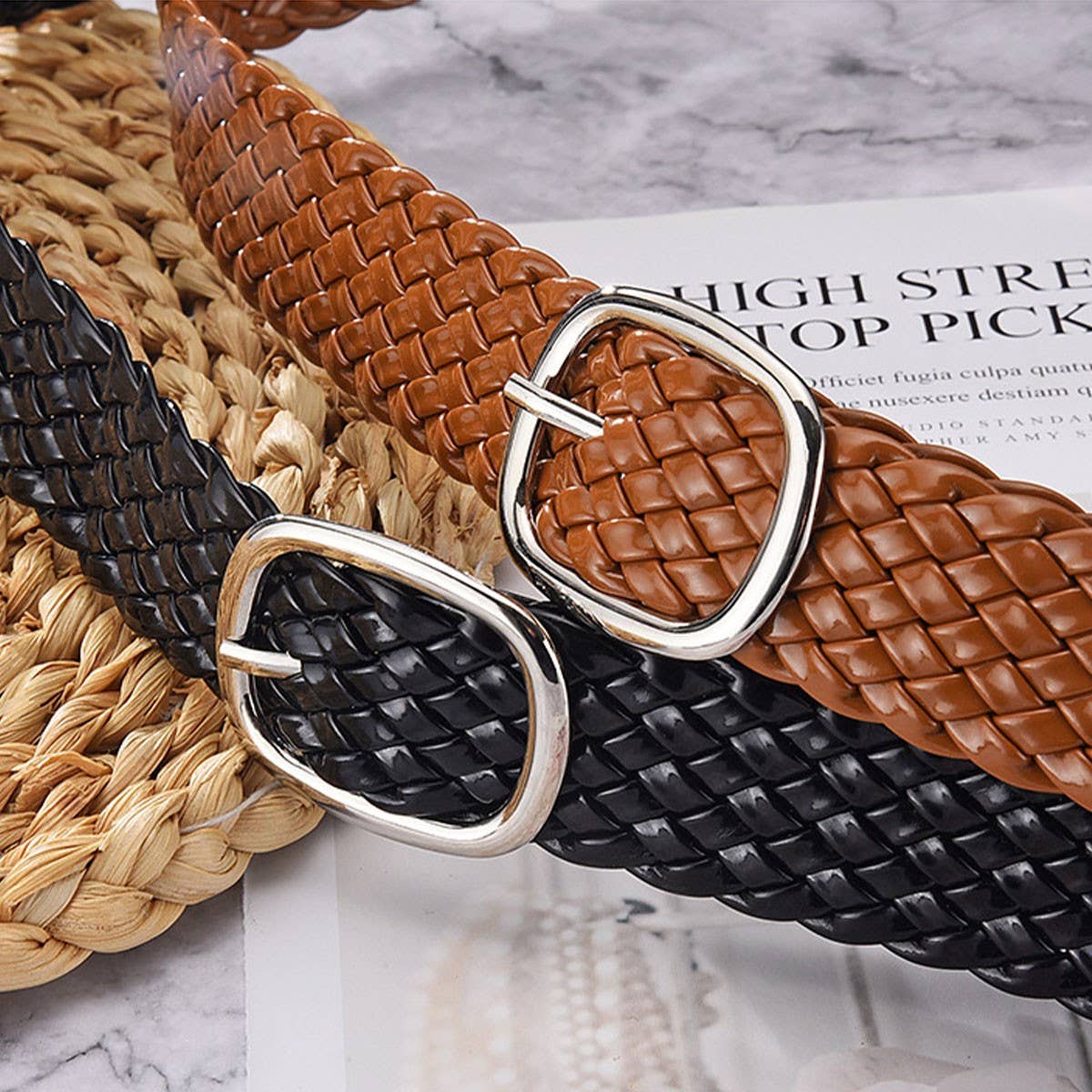 BRAIDED BELT IN BRIGHT CANDY COLOR FOR WOMEN_CWASC0570
