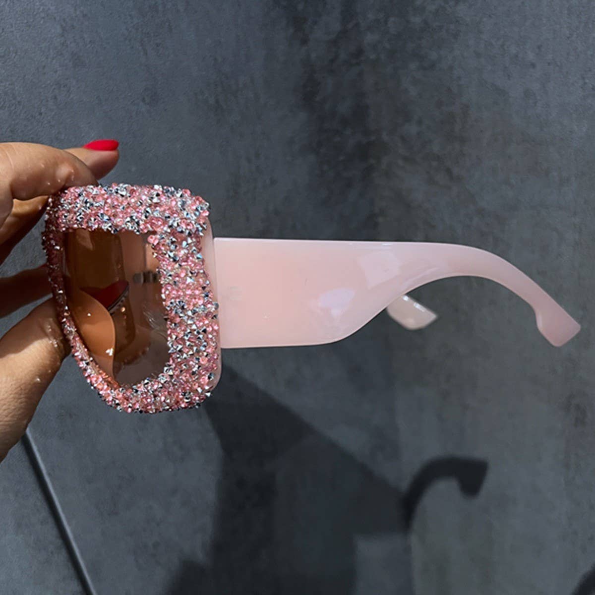 LUXURY RHINESTONE TRENDY LARGE FRAME SUNGLASSES