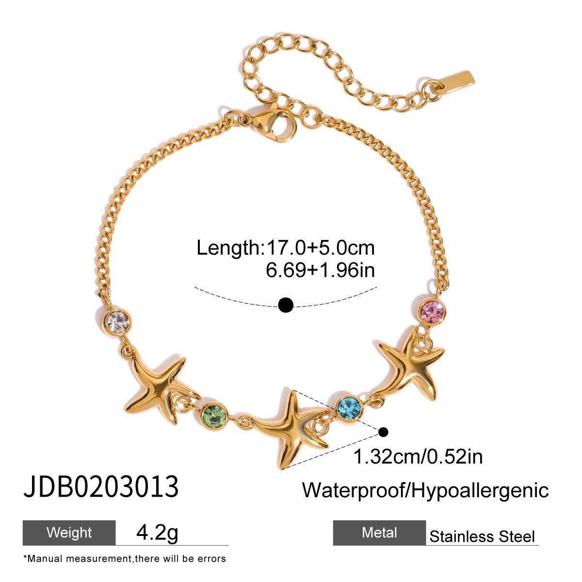 Starfish Zircon Bracelet in Titanium Steel_CWAJE4622