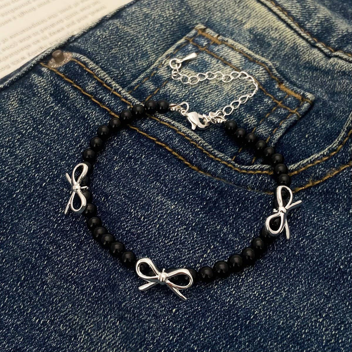 HIGH-END RETRO PEARL BOW NECKLACE BRACELET SET