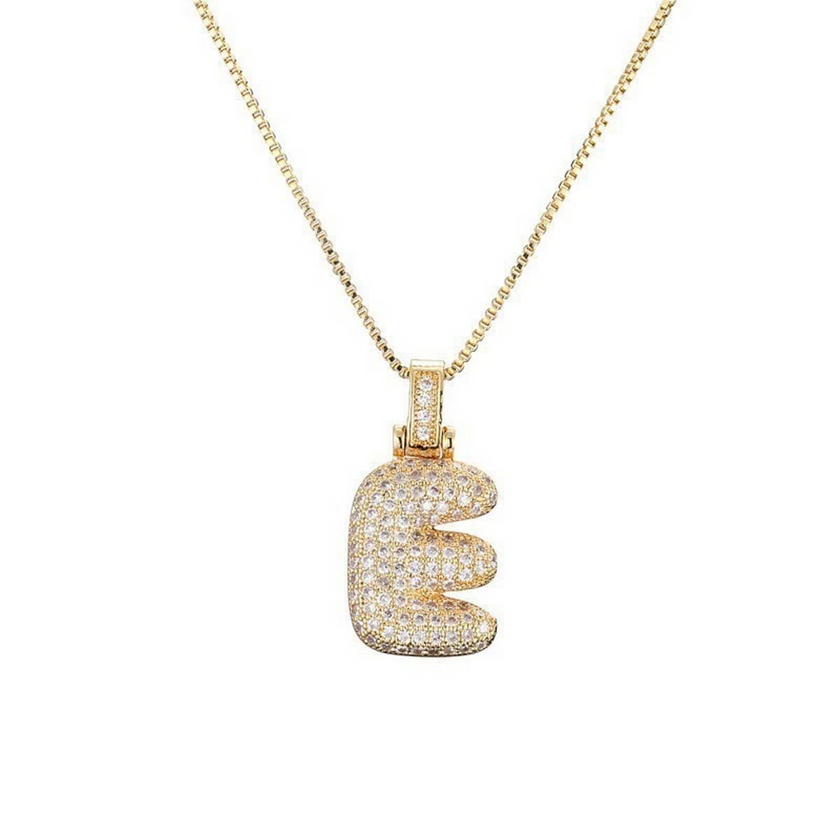 Copper Zirconia 26 Letters Pendant Necklace