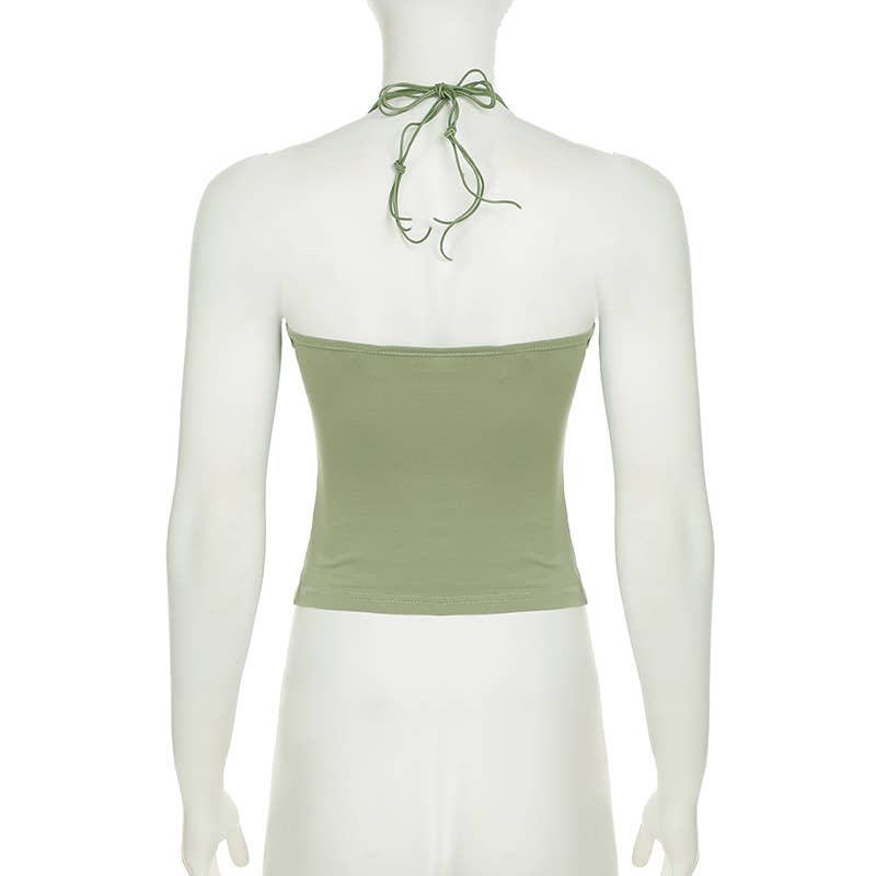 Vintage beaded halter strap design sexy halter