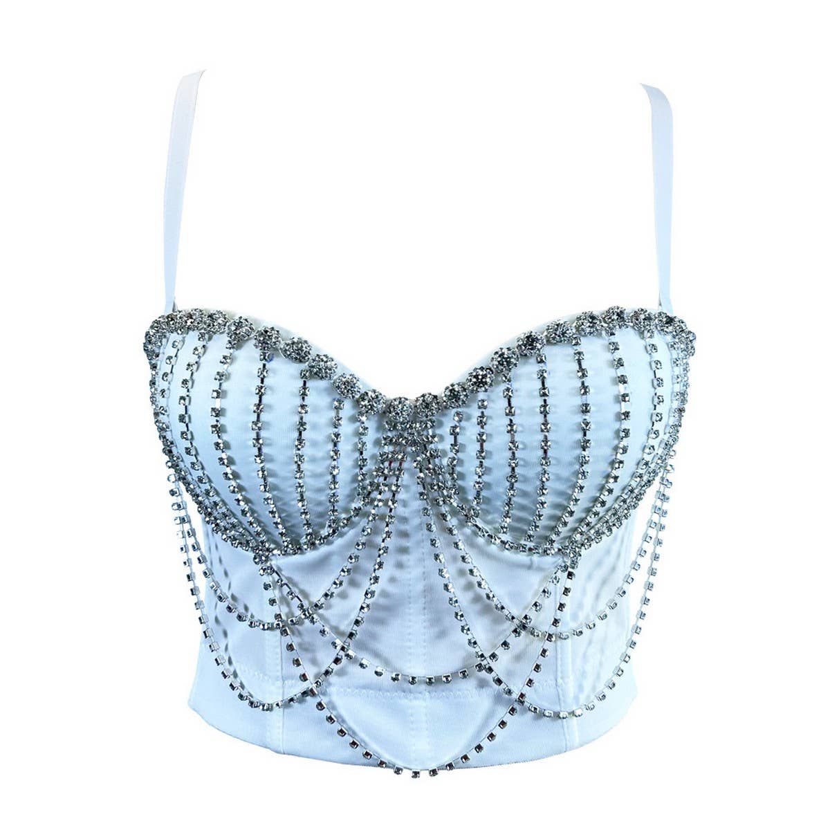 SEXY DESIGN CHEST CHAIN TASSEL HERRINGBONE BRA
