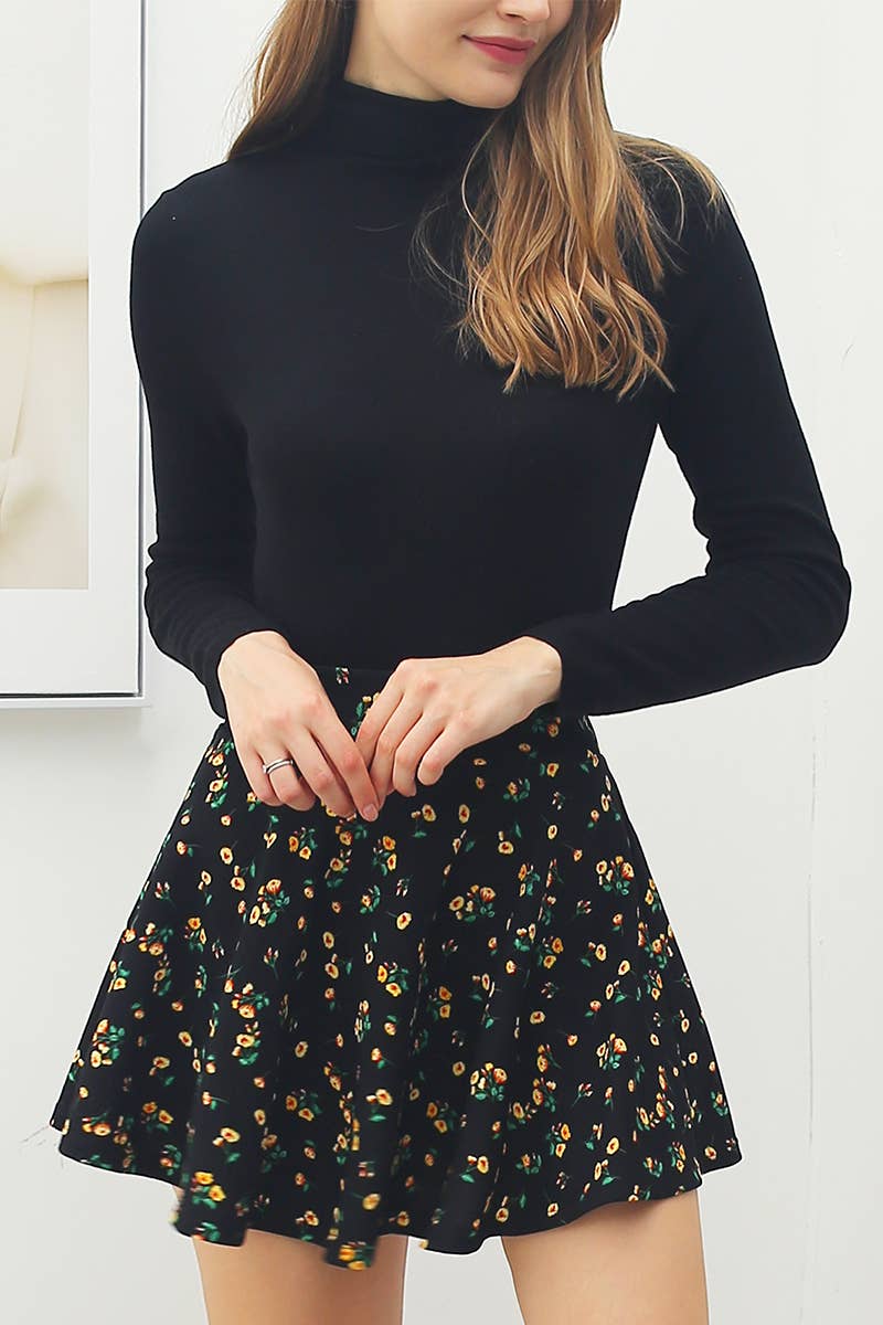 CWBSS105_High Waisted Skirt Mini A-Line Flared Skater Skirt