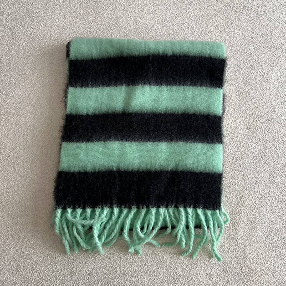 Blue-Brown Stripe Scarf - Thick Winter Wrap_CWASC2332