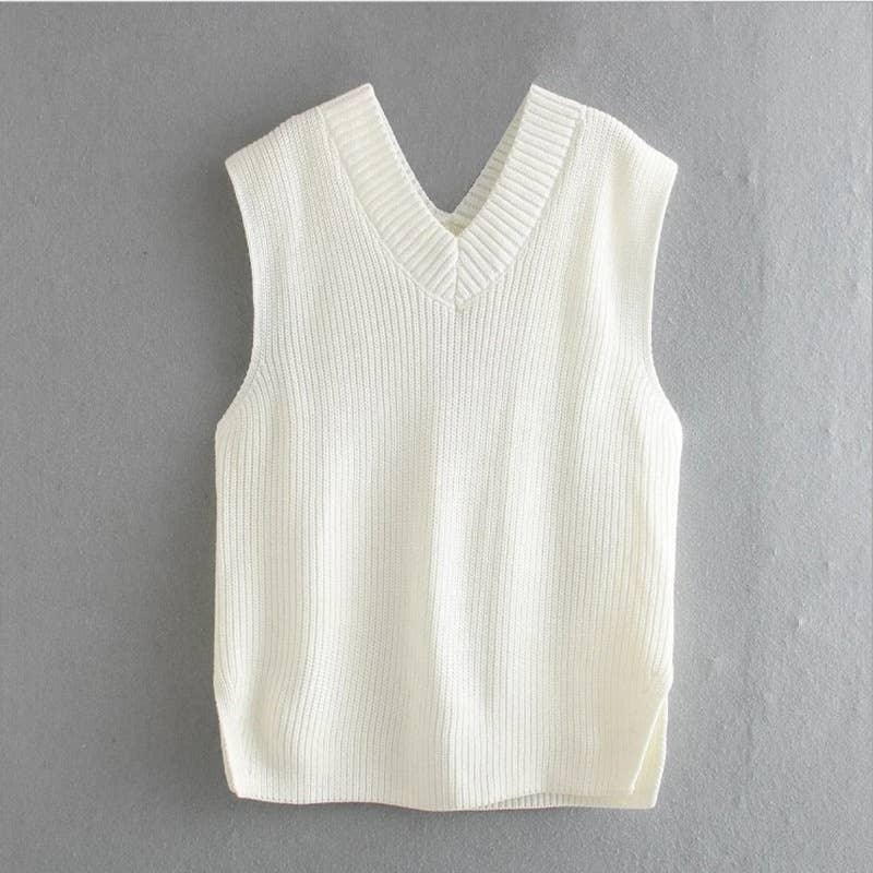 LEISURE COMMUTER V-NECK SOLID COLOR SIMPLE VEST