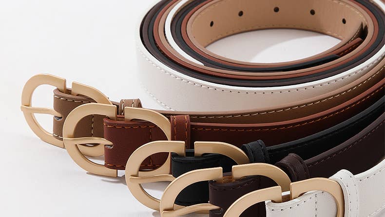 Multi-color retro metal buckle PU belt