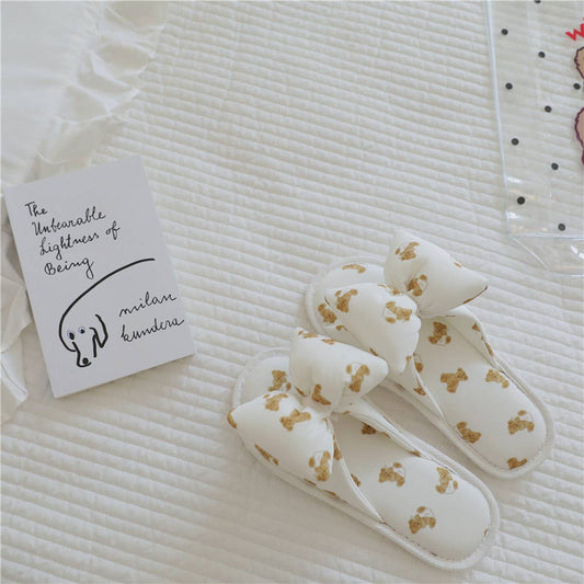 NEW BEAR BOWKNOT HOME SLIPPERS FOR WOMEN