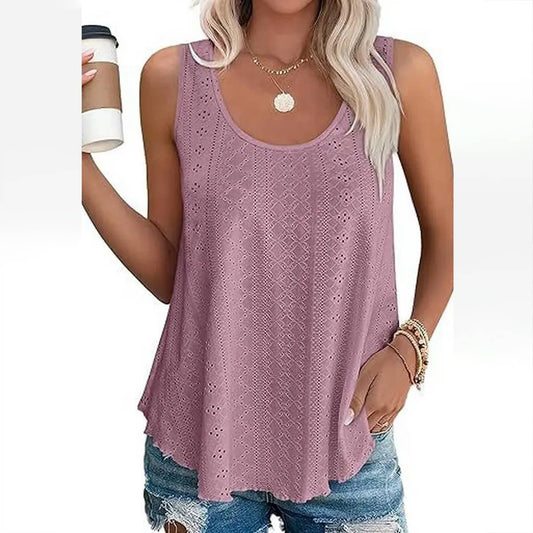 WOMEN ROUND NECK LOOSE SLEEVELESS TOP_CWTSTSL0062