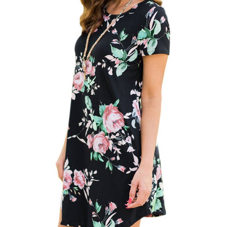 PRINT DRESS WITH IRREGULAR HEM
