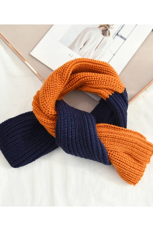 Yarn Knit Colorblock Scarf - Cozy Neck Wrap_CWASC0052