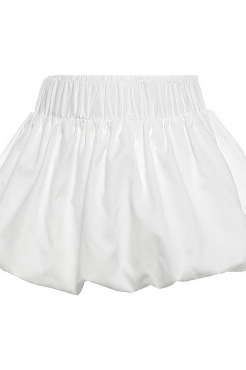 CWBSS0351_SOLID COLOR HIGH WAIST BUBBLE MINI SKIRT