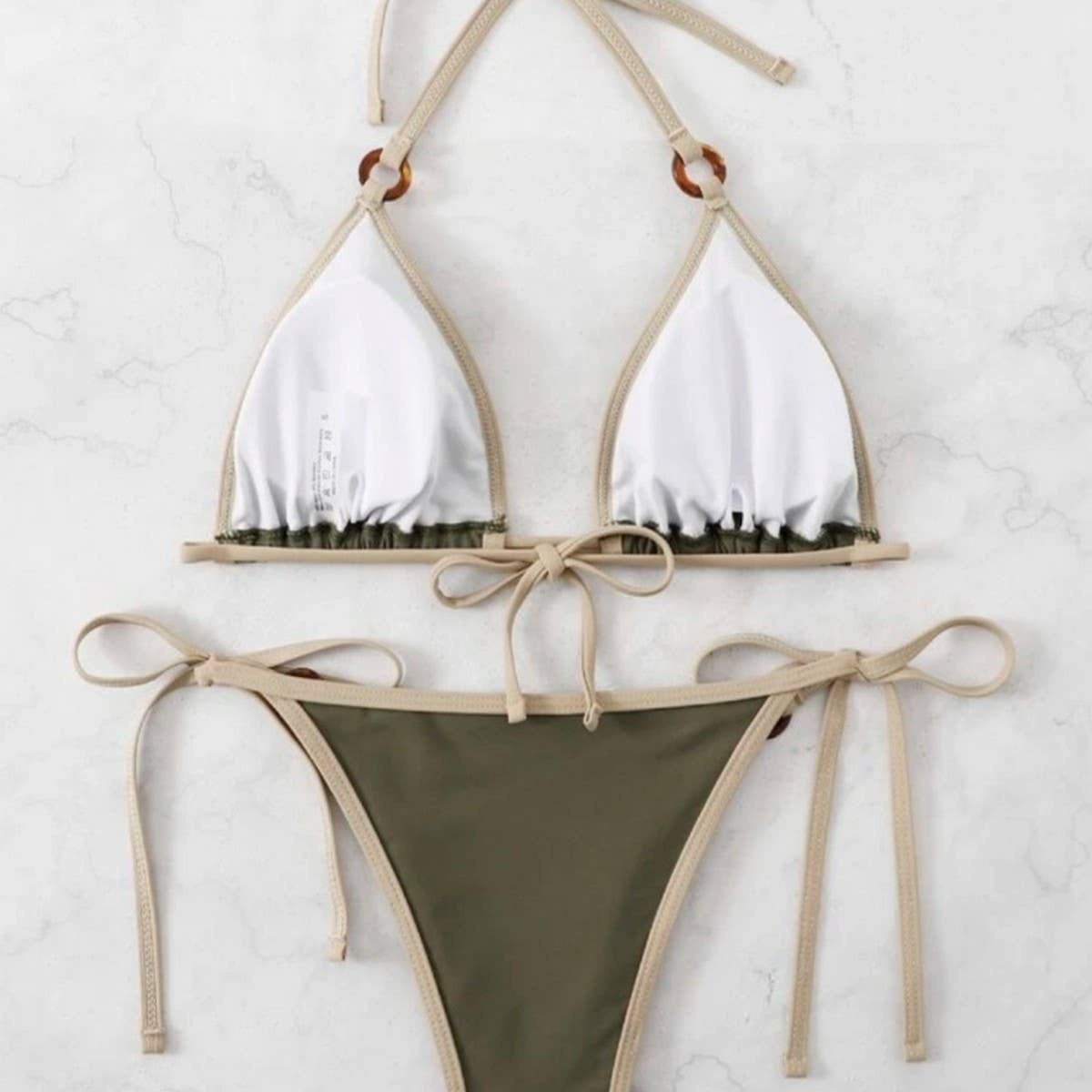 Solid Color Split Bikini - Sexy Sling Swimsuit_CWMW0147