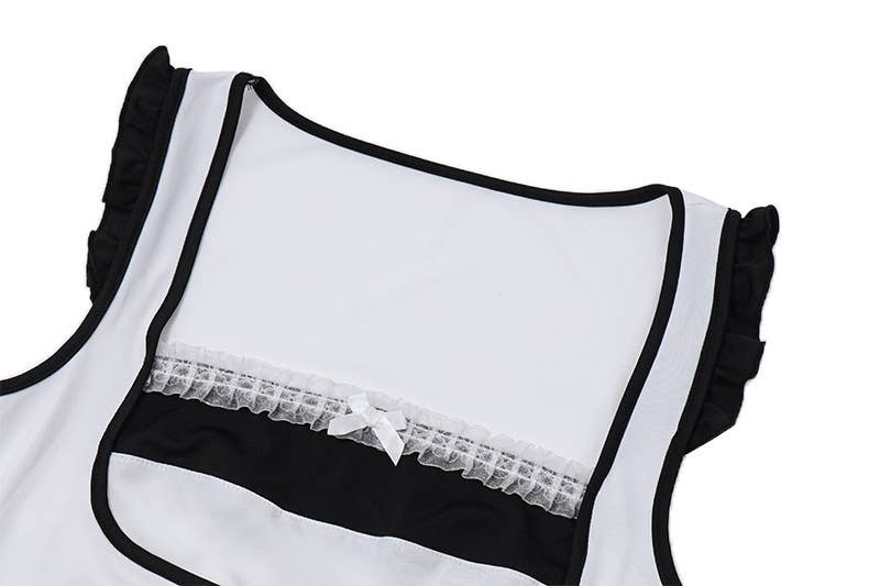 Lace-trimmed, contrasting color, slim short vest