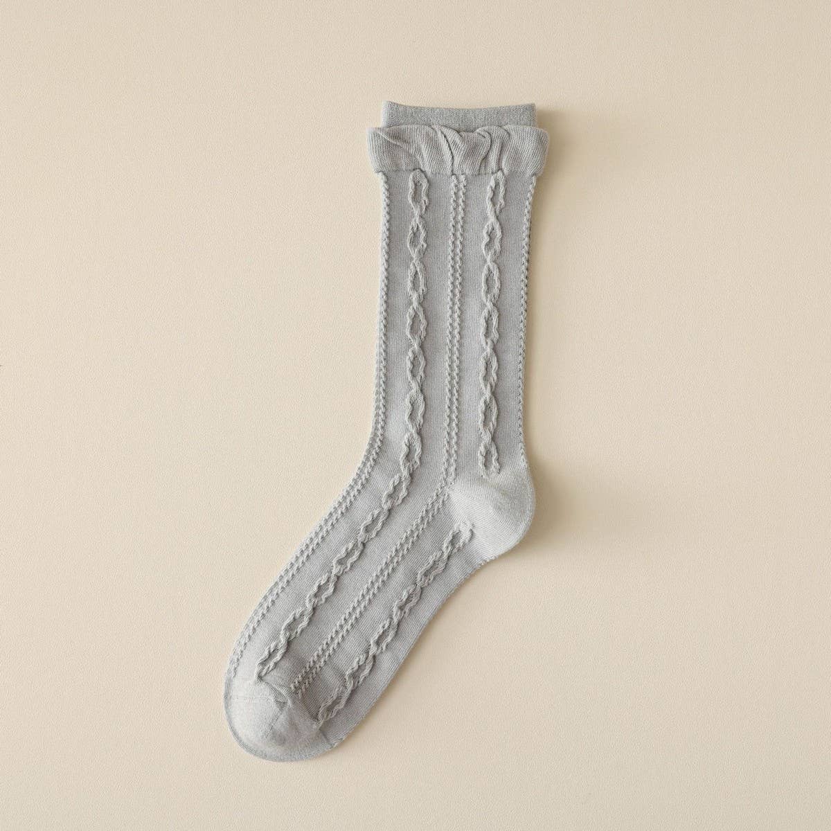 Ruffle Spiral Texture Crew Socks For Womens