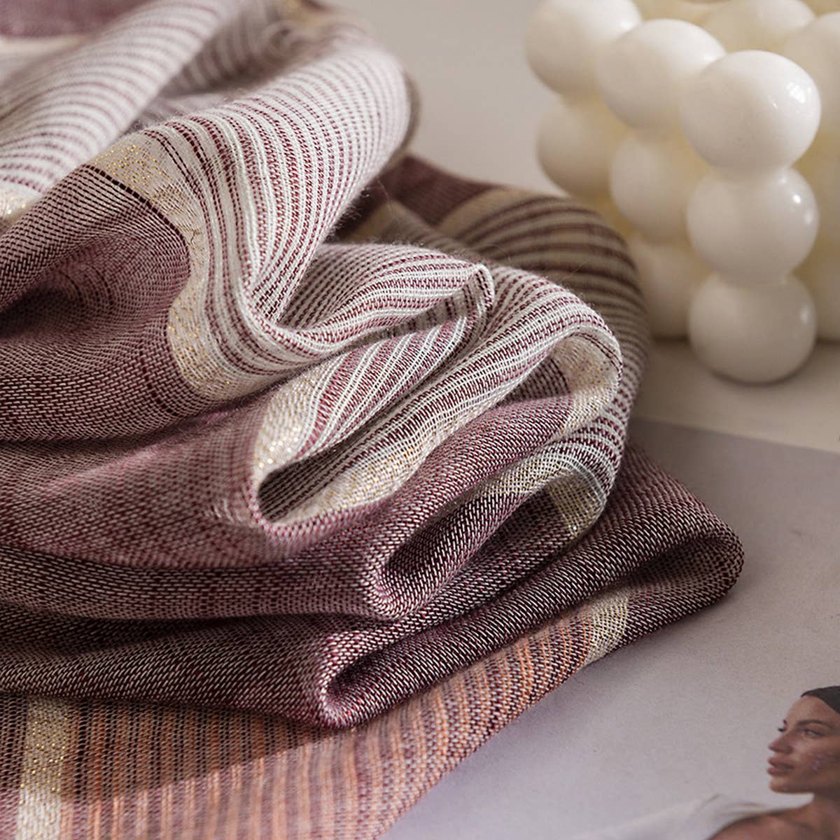 FASHIONABLE SIMPLE PLAID STRIPED SCARF